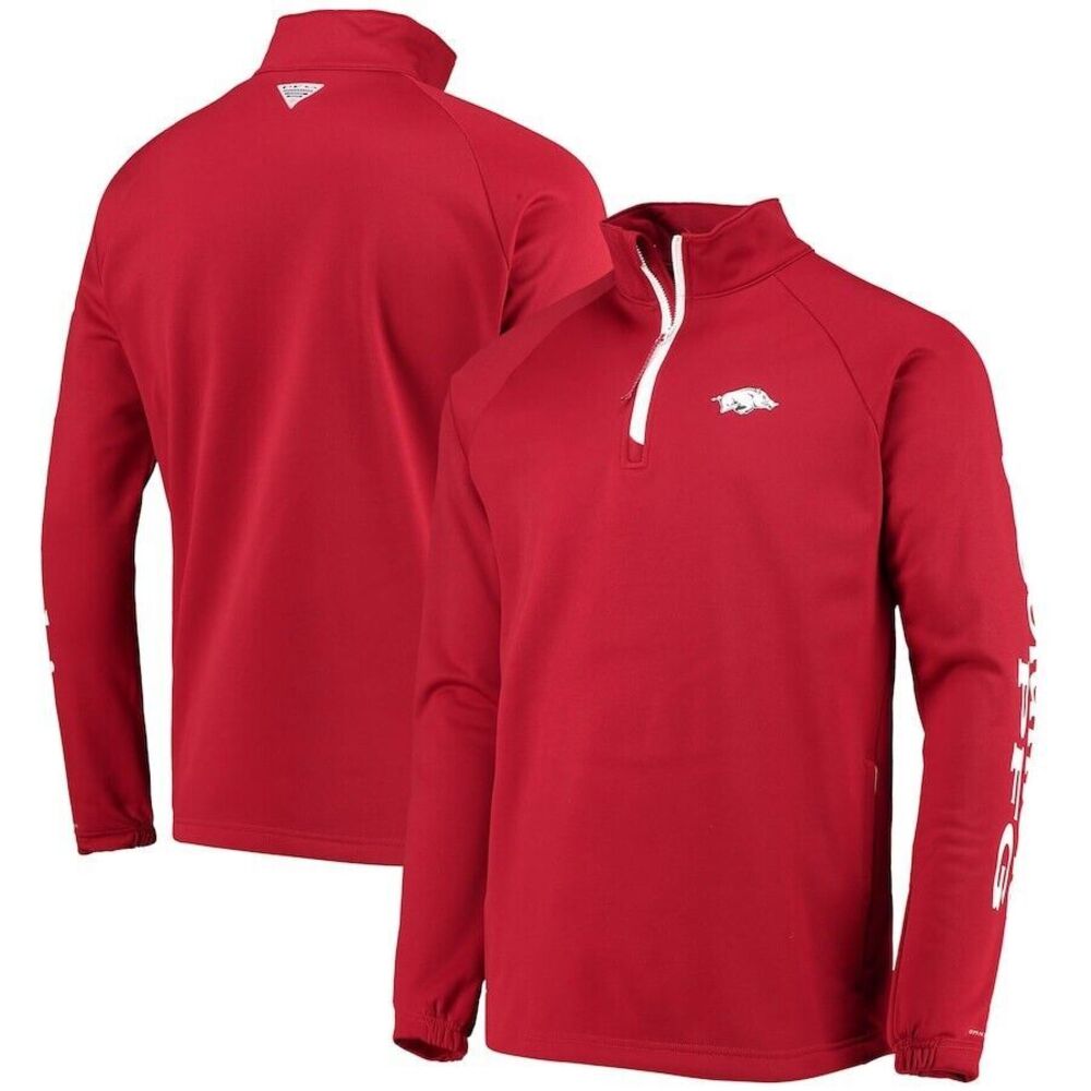 Columbia Men's S Arkansas Razorbacks Terminal Tackle Fleece Quarter-Zip Jacket